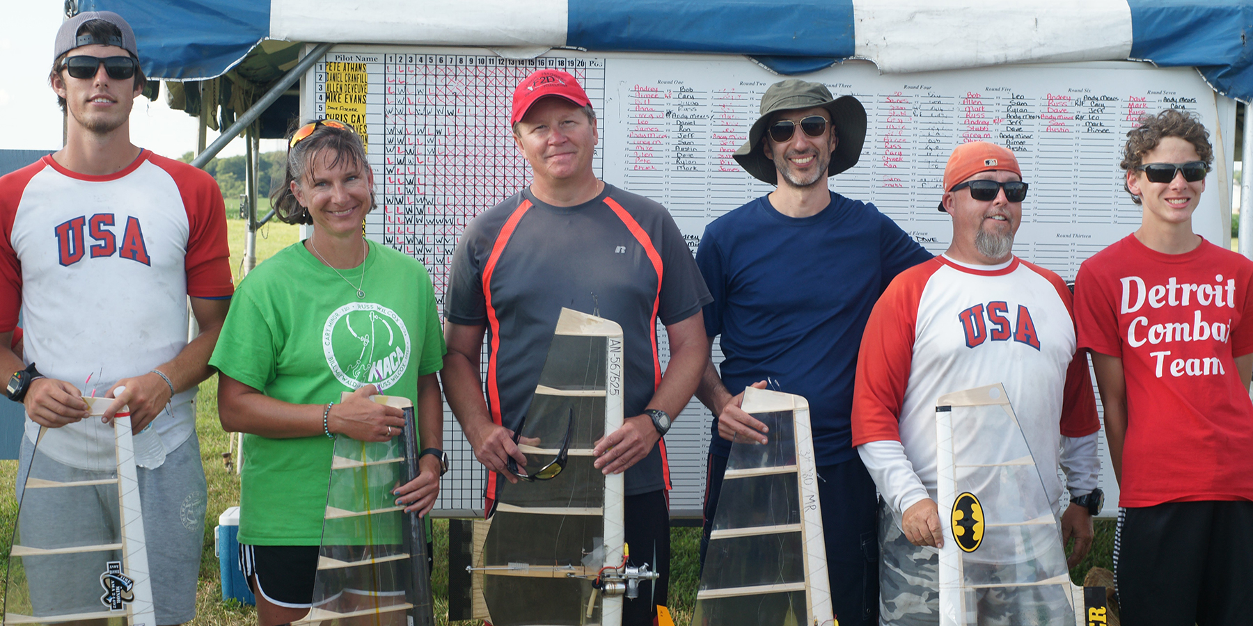 
The final day of the 2023 Team Trials looked to be over by early afternoon, as just a mere twelve contestants remained. The short day turned out to be a very long affair, thanks to a record number of re-flights.
![The US 2024 World Championship Team: Austin Minor (far left; Junior member), Aimee Olson (female entrant), Andrey Nadein (Open),