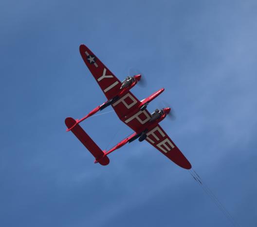 Ron Duly’s P-38 overhead