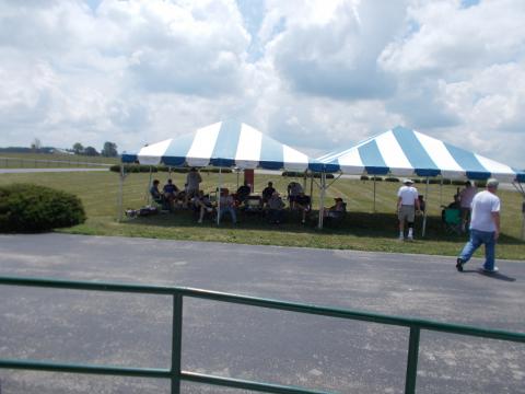 A respite from the sun as pilots await for the planes to get weighed and judged.
