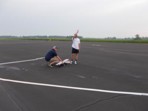 Steven Daly giving the signal to the judges for an official flight.